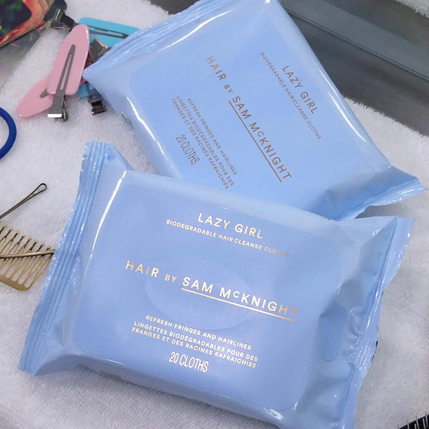 HAIR BY SAM MCKNIGHT | LAZY GIRL BIODEGRADABLE HAIR CLEANSE CLOTHS (20 WIPES)