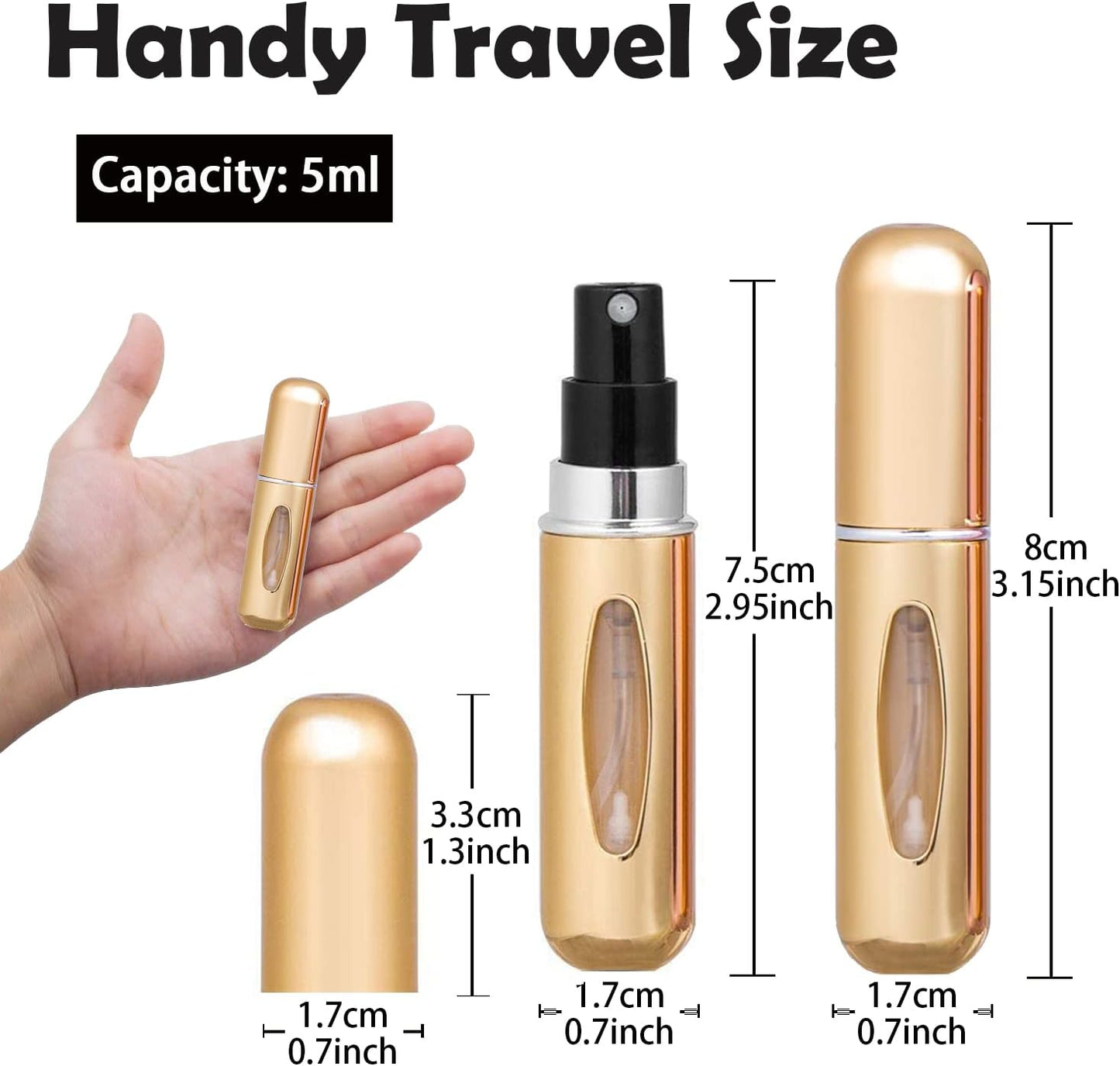 4 x 5ml PERFUME ATOMISER REFILLABLE BOTTLES PORTABLE MINI SPRAY TRAVEL BOTTLE