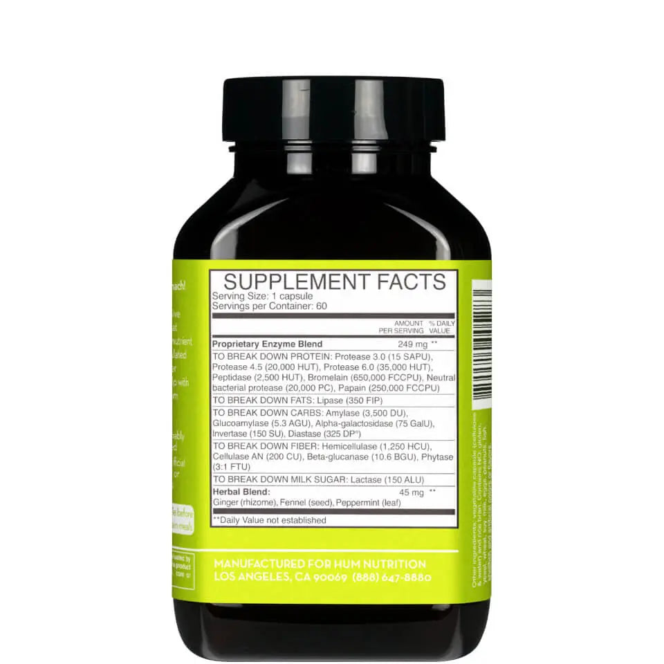 HUM NUTRITION | Flatter Me Healthy Digestion Supplement (60 VEGAN CAPSULES, 30 DAYS)