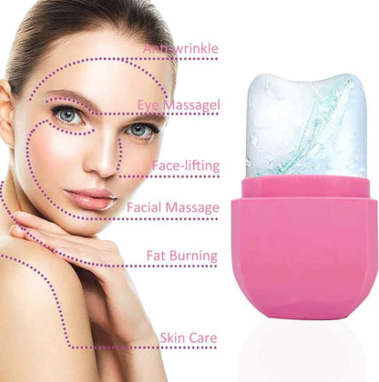 ICE ROLLER FOR FACE EYES,REUSABLE SILICONE FACIAL TREATMENT GUA SHA FACIAL MASSAGER BEAUTY ICE MOLD REMOVE FINE LINES,SHRINK PORES,REDUCE ACNE AND LUBRICATE TIGHTEN SKIN