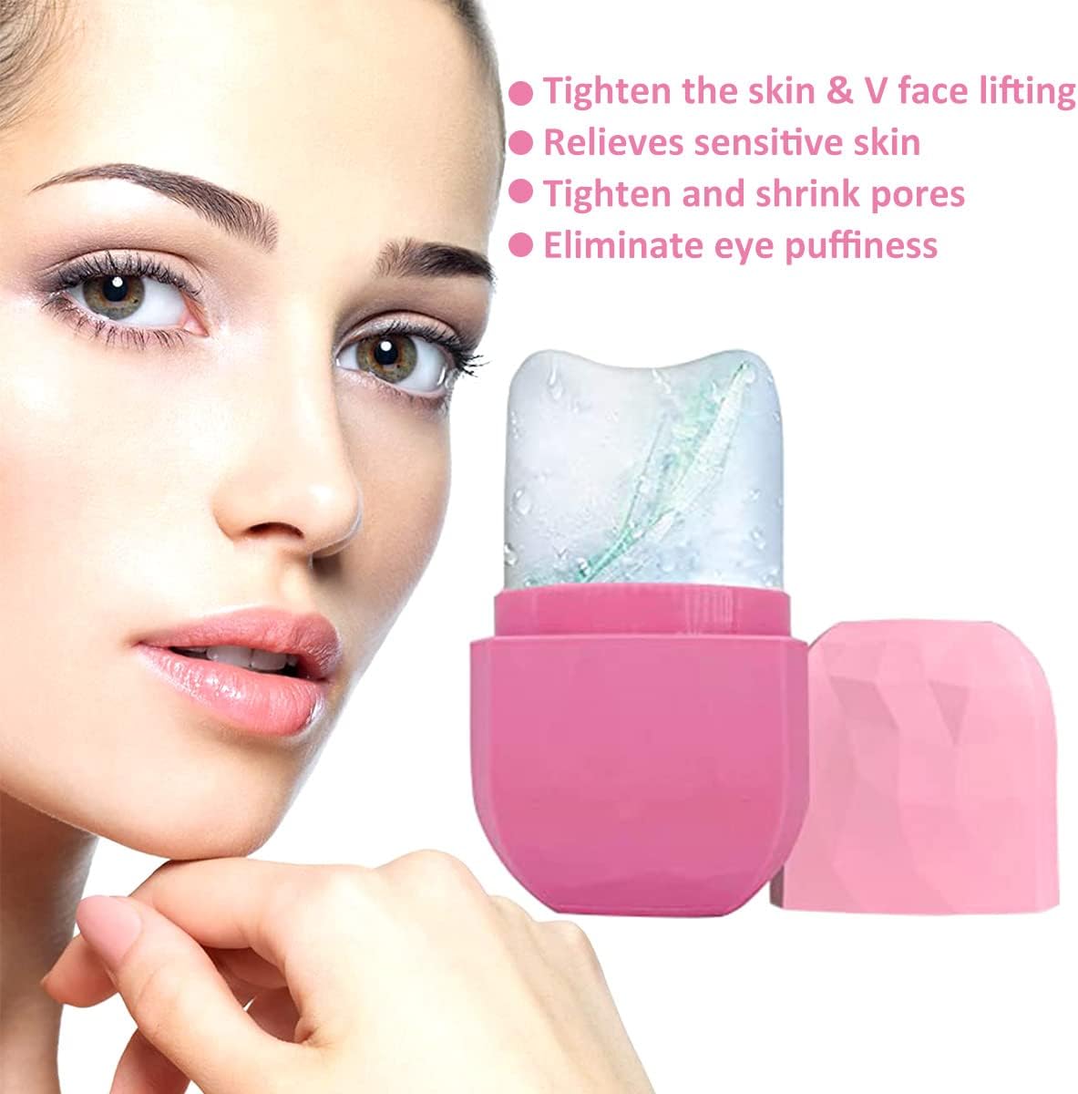 ICE ROLLER FOR FACE EYES,REUSABLE SILICONE FACIAL TREATMENT GUA SHA FACIAL MASSAGER BEAUTY ICE MOLD REMOVE FINE LINES,SHRINK PORES,REDUCE ACNE AND LUBRICATE TIGHTEN SKIN