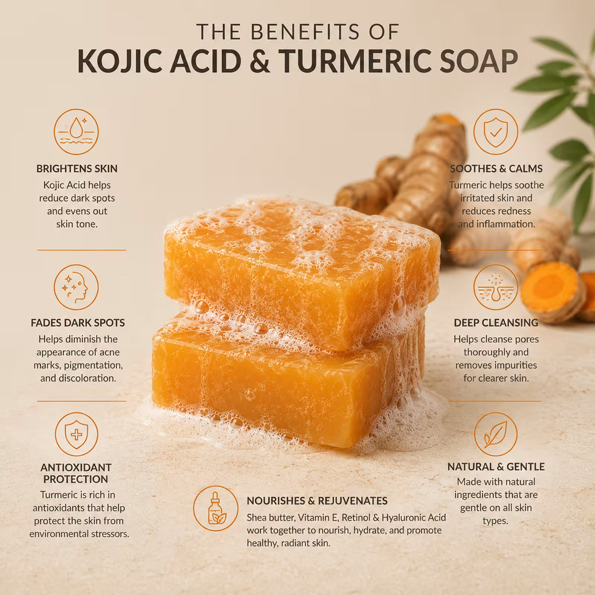 ARTNATURALS | KOJIC ACID & TURMERIC BAR SOAP DARK SPOT REMOVER