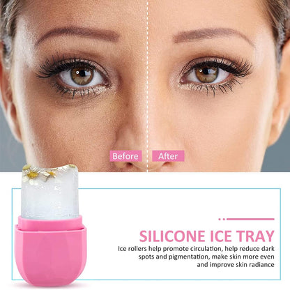 ICE ROLLER FOR FACE EYES,REUSABLE SILICONE FACIAL TREATMENT GUA SHA FACIAL MASSAGER BEAUTY ICE MOLD REMOVE FINE LINES,SHRINK PORES,REDUCE ACNE AND LUBRICATE TIGHTEN SKIN