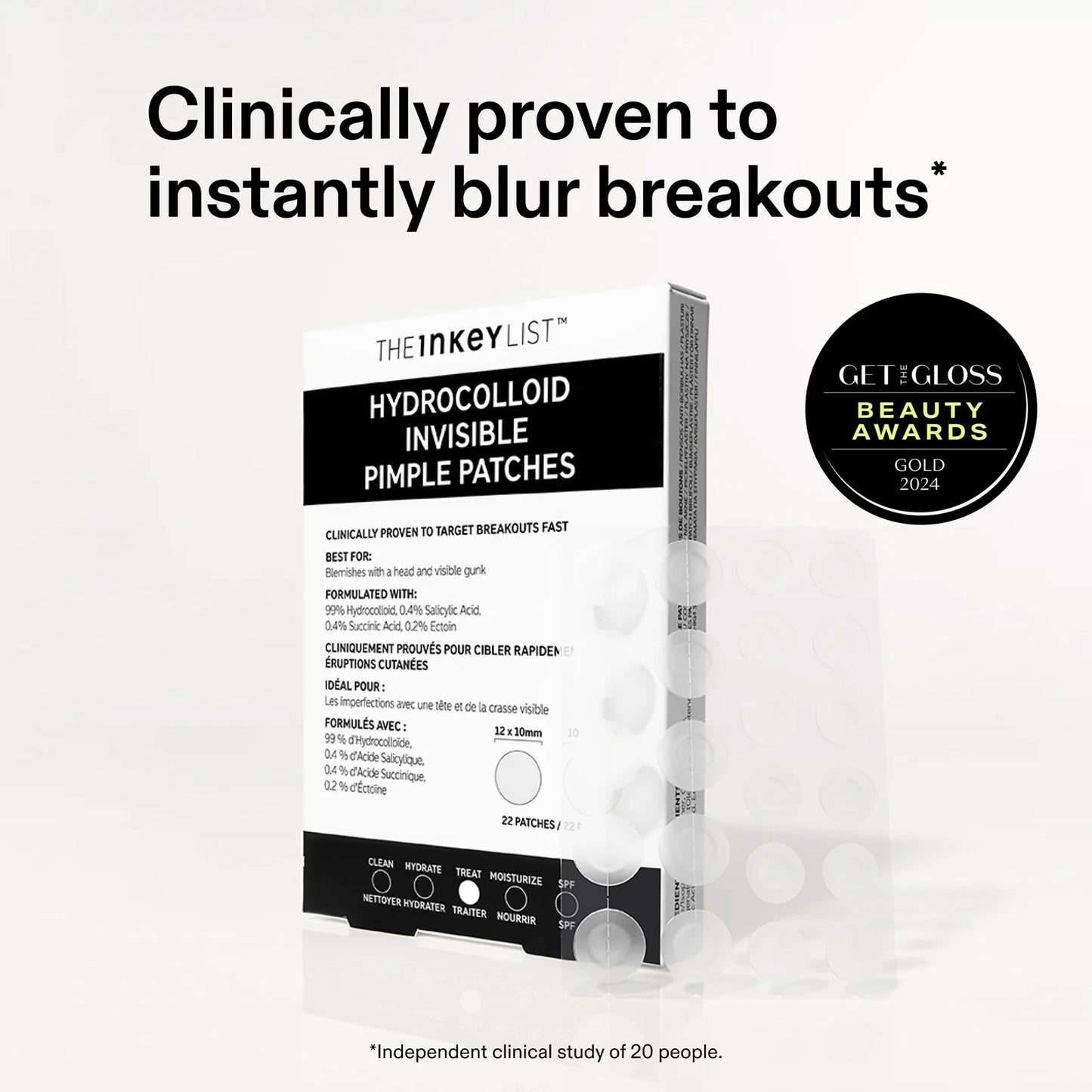 THE INKEY LIST | HYDROCOLLOID INVISIBLE PIMPLE PATCHES (22 PATCHES)