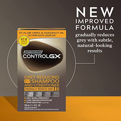 JUST FOR MEN | Control GX, Grey Reducing 2-in-1 Shampoo & Conditioner for Grey Hair
